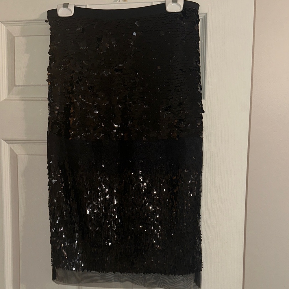 NWT! Elegant Black Sequin Skirt-BCBGMaxAzria